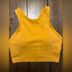 Athleta Conscious Long Line Crop A B C Padded Sports Bra Tank Small S Yellow EUC